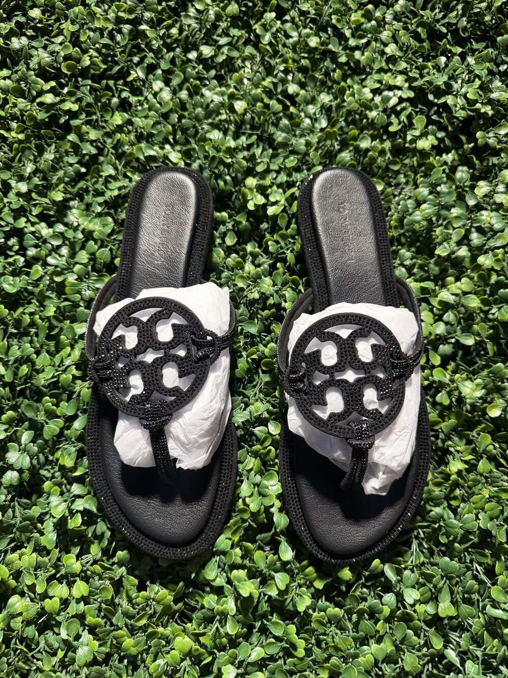 Tory Burch Miller Knotted Pave Thong Sandal Size 41 Black